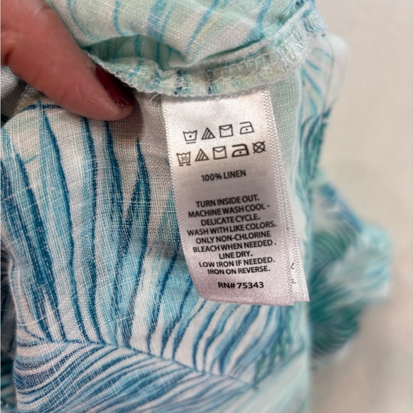 Tahari 100% Linen Tropical Palm Print Shift Dress Womens XL Resort Summer Beach - Picture 6 of 7